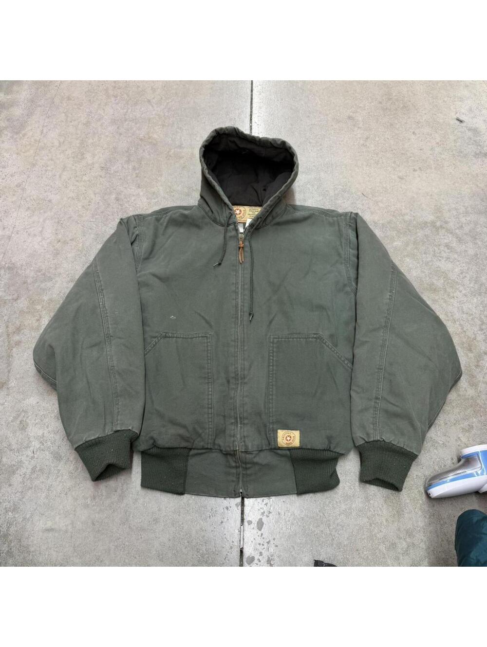 vintage forest green carhartt style workwear jacket size medium